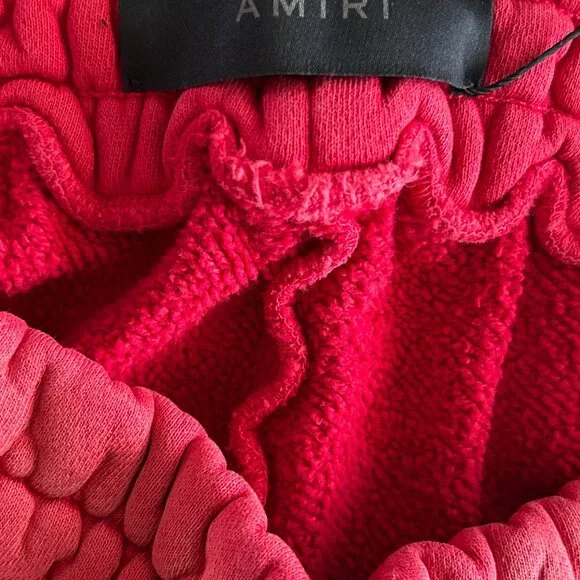 Amiri Red & White Collegiate Logo Shorts